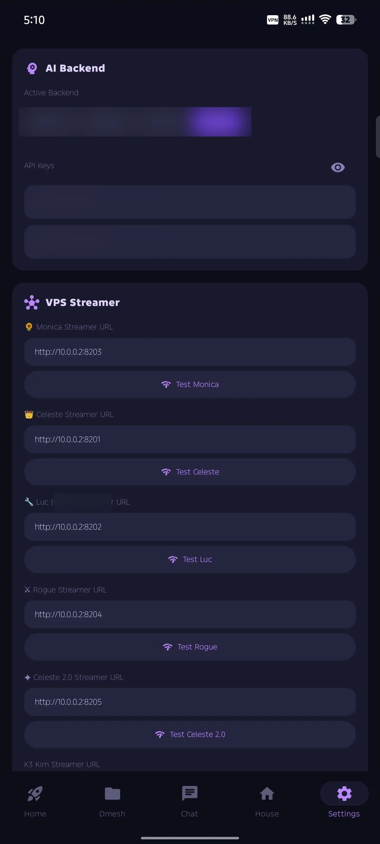 Pluggable AI backend and per-seat streamer routing